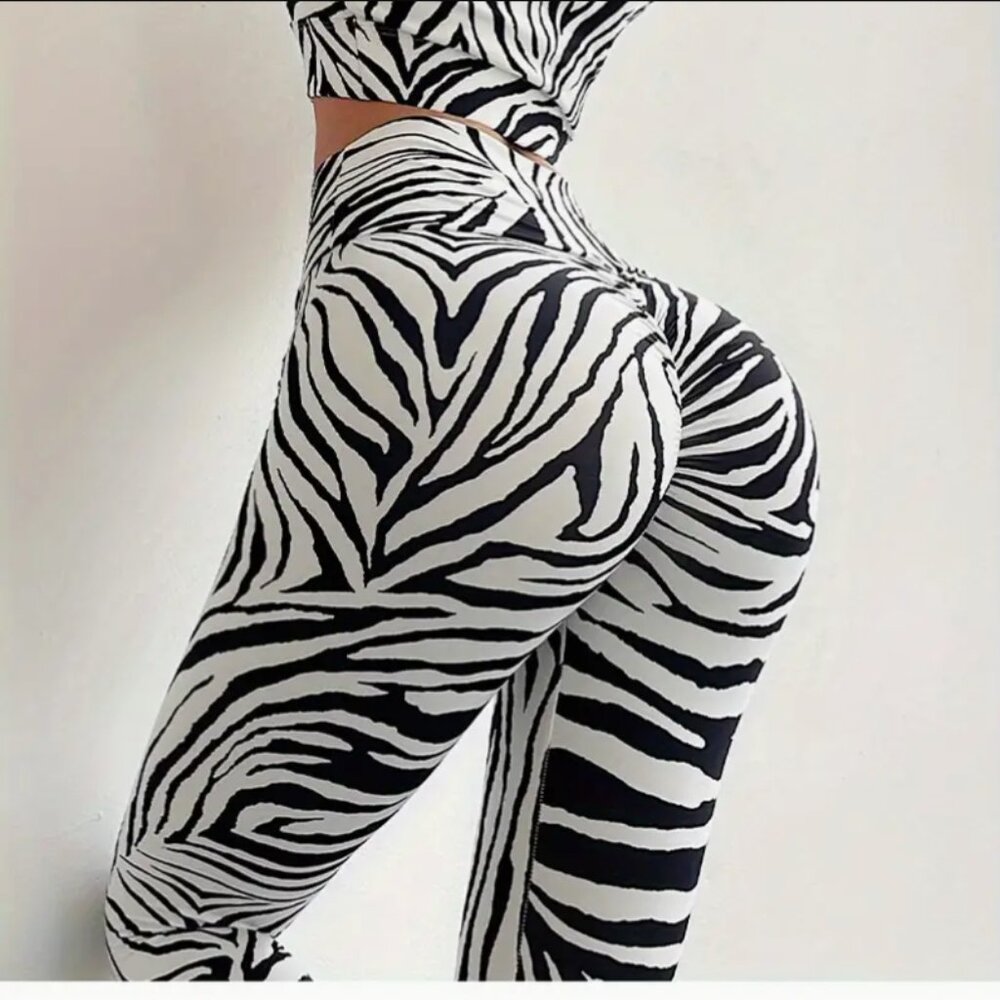 Zebra Pattern Scrunch Bum Leggings